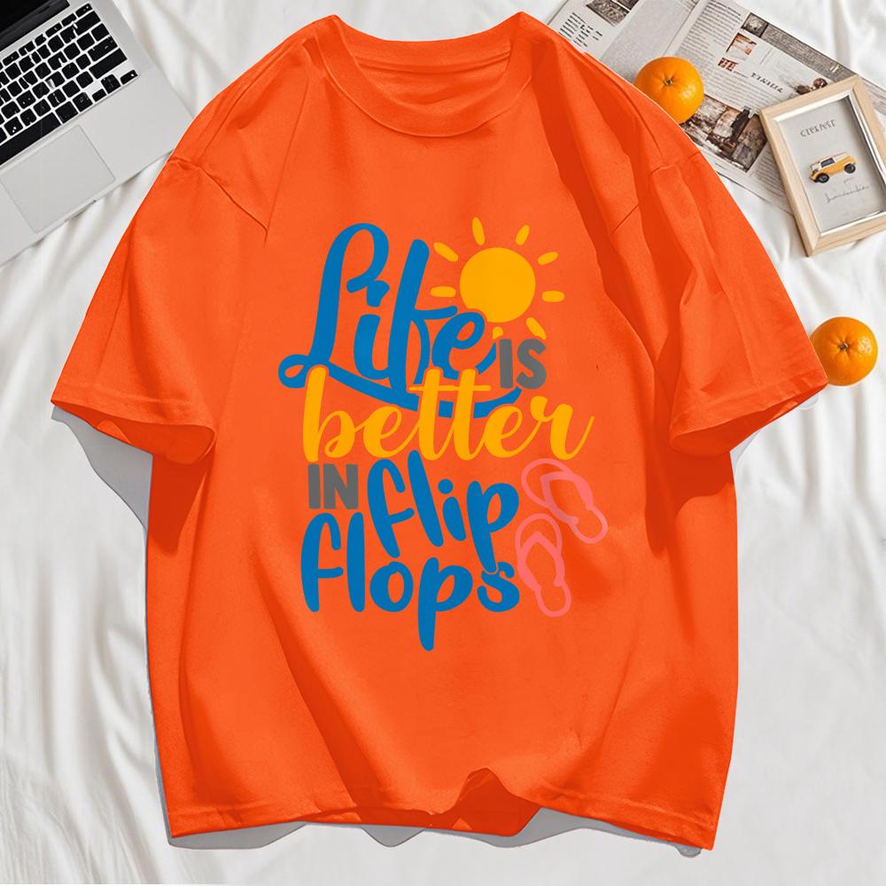 Pick Is Better In Flip Flops Printing Mens Tee Shirt Cotton T-Shirt Casual Loose Sportswear Summer Fashions Soft Clothes