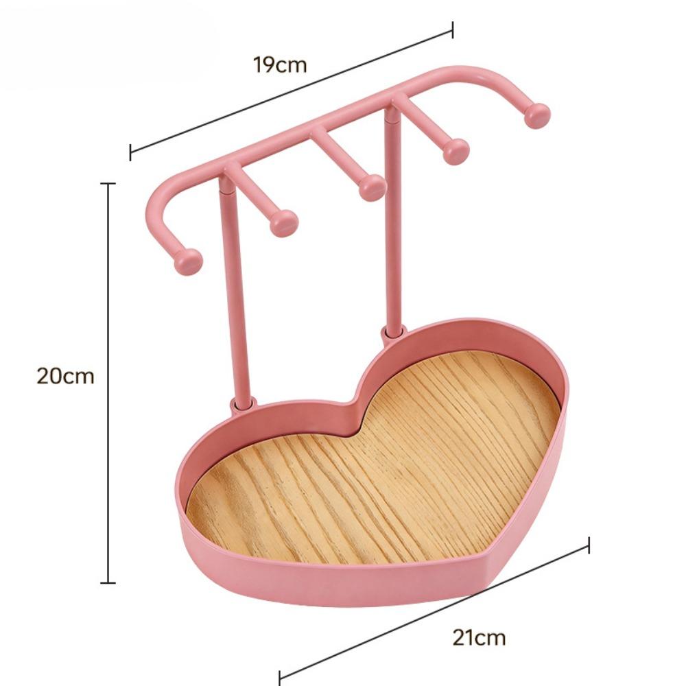 

Hanging Holder Jewelry Display Rack With Wooden Base Necklaces Organizer Earrings Necklaces рожевий
