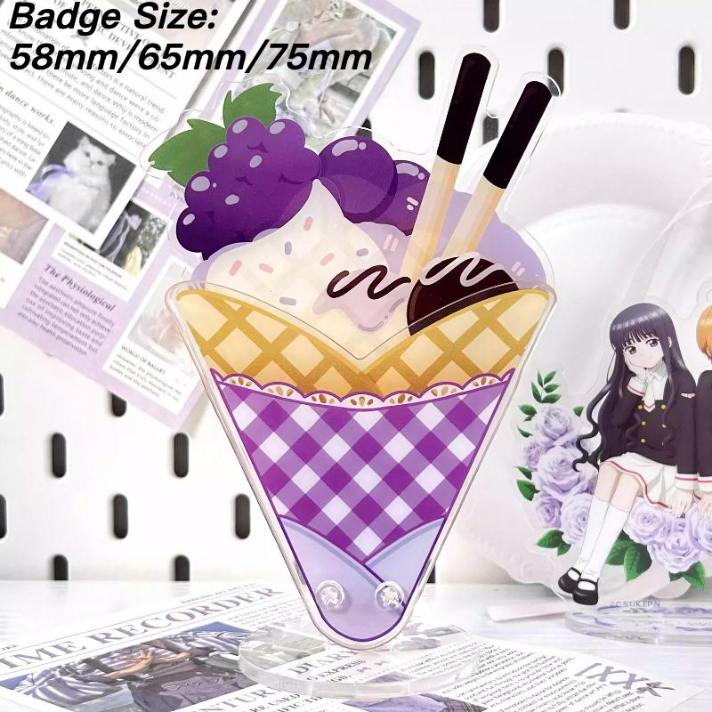 

Kawaii Crepes Acrylic Badge Ornaments for 58mm 65mm 75mm Anime Badges Japan Style Blueberry Crepes Shaped Figurines Wholesales