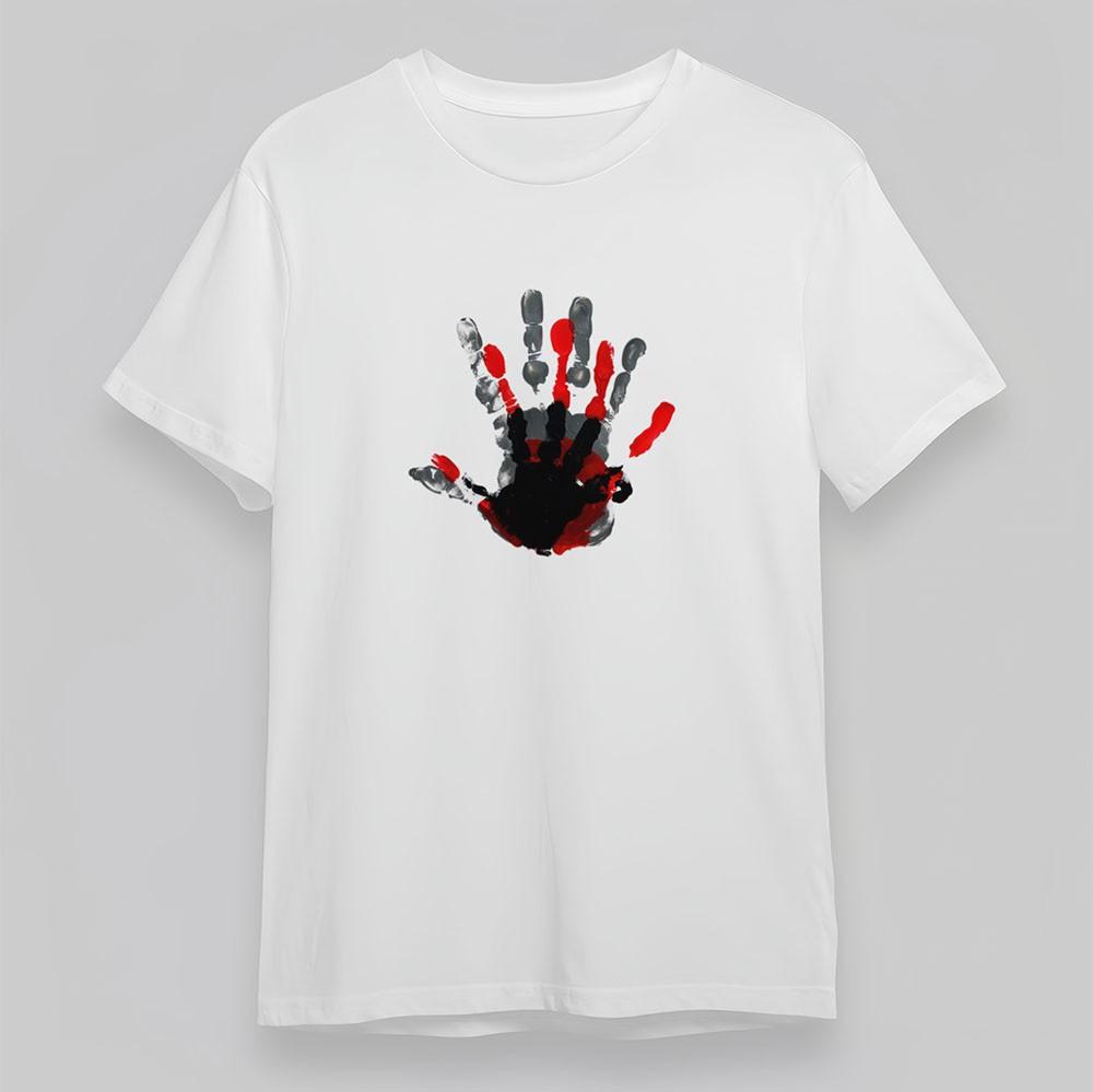 

Men s Oversize T-Shirt Color Splash Handprint Graphic Tee Short Cotton White M