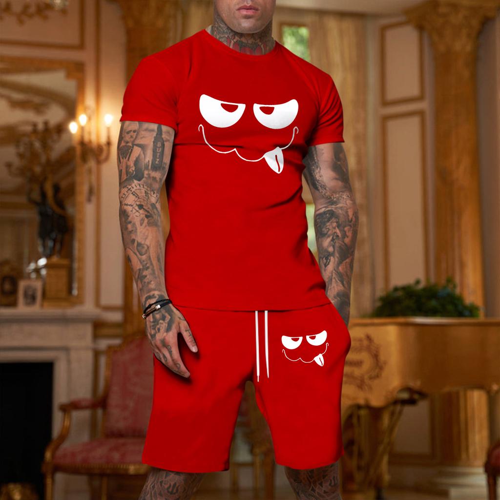 Men's Loose Fit Short Sleeve T Shirt and Shorts Set Casual Two Piece Outfit Comfortable Summer Wear Breathable Fabric Suitable for Outdoor Activities