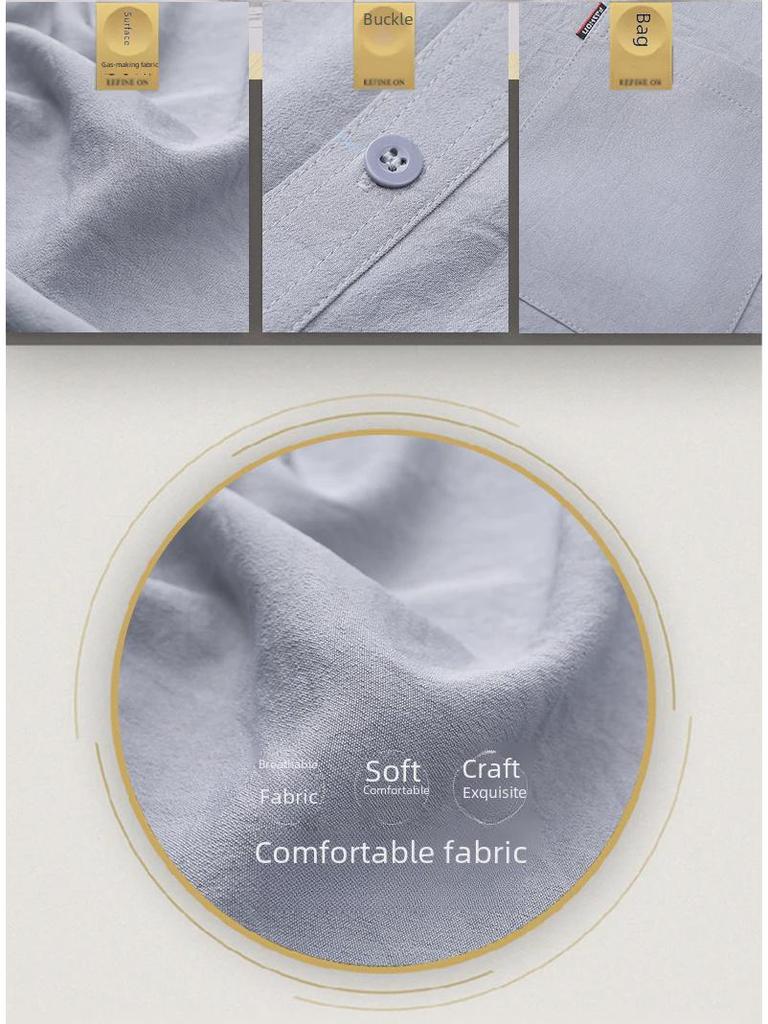 Ice Silk Short-Sleeve Summer Shirt for Middle-Aged and Elderly Men