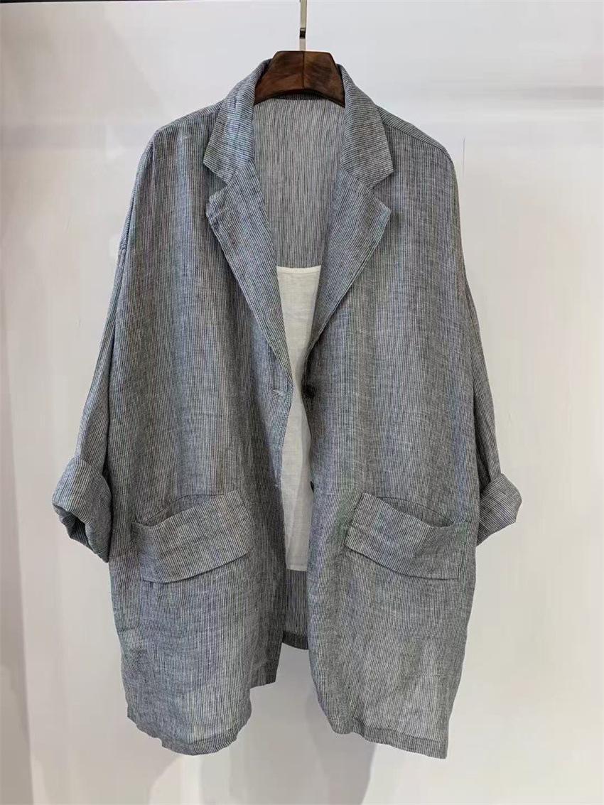 

Johnature Retro Literary Sunscreen Women Summer Loose Casual Versatile Suit Jackets Women One Size