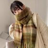 Trendy Stripete Tykt Skjerf med Frynser Tykt Kuldebeskyttende Rutete Store Skjerf Klassisk Vindtett Sjal For Kvinner Høst & Vinter