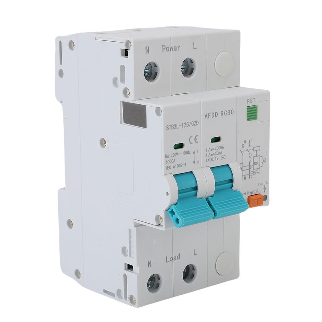 AFDD Lichtbogenfehlerschutzgerät 2P RCBO RCCB Leitungsschutzschalter Unterbrochene Überlast Erdschluss Kurzschluss