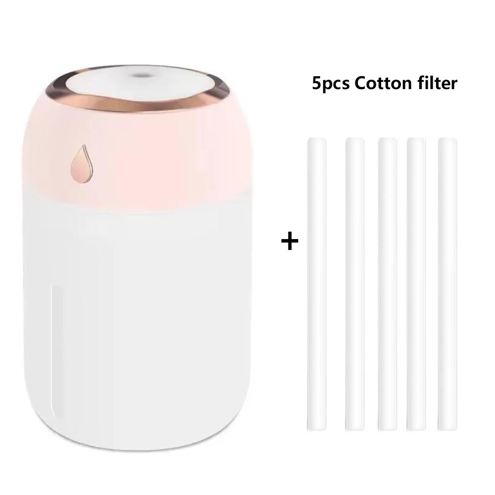 330ml Humidifier with Colorful Light Portable Whisper-Quiet Large Mist Spray USB-Powered Fresh Air for Bedroom Home Car Purifier