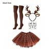 Braunes Pünktchen-Geweih-Rentier-Cosplay-Set Flauschiges Geweih Tüllrock-Set Sexy Rentier-Kostüm-Set Für Mädchen