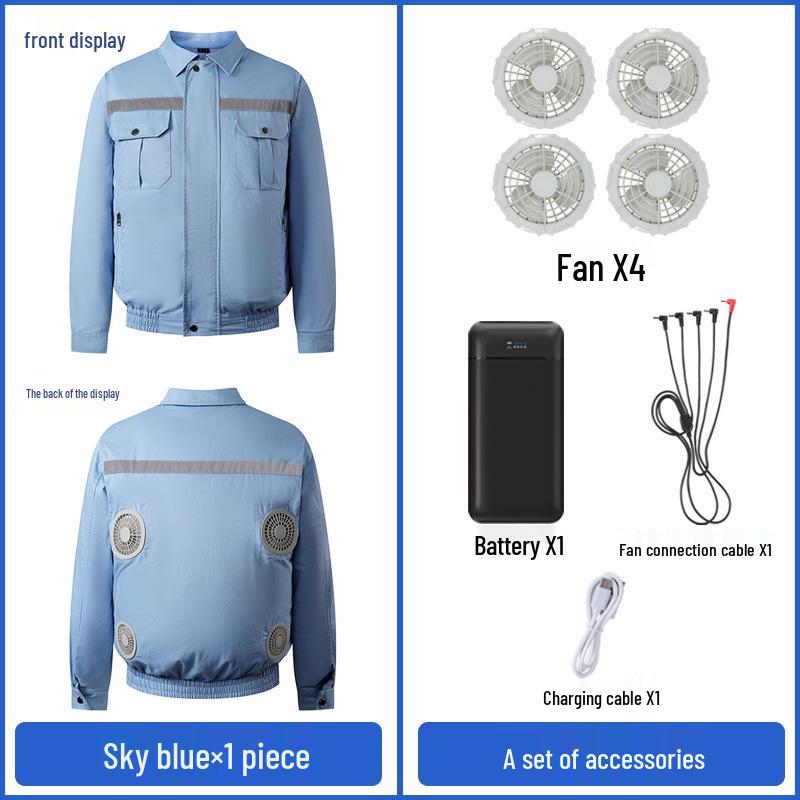 Summer Cooling Suit: Four-Fan Reflective Sun Protection Workwear