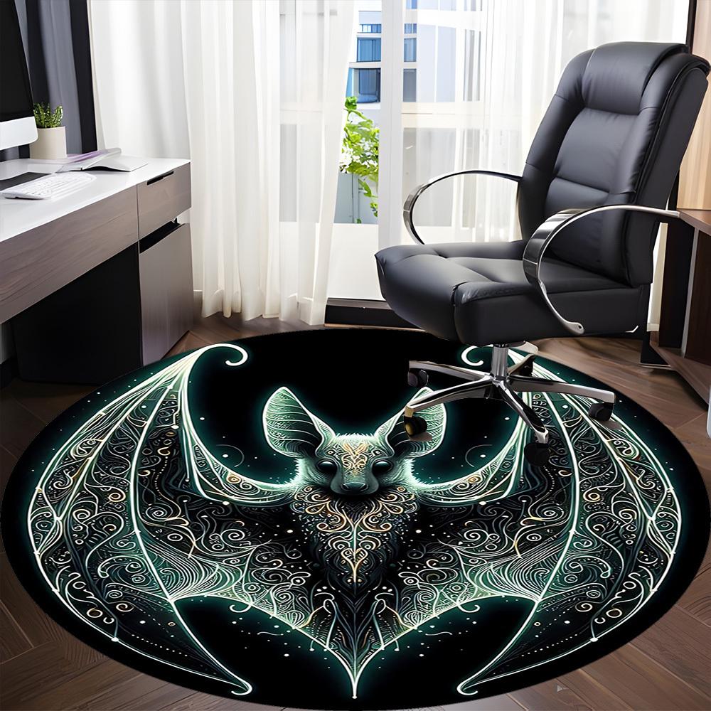 1 Stück Fledermausflügel Büro Runder Teppich, Matte Geeignet für Büro, Unter Bürostühlen Schlafzimmer Wohnzimmer Heimdekoration, Raumdeko