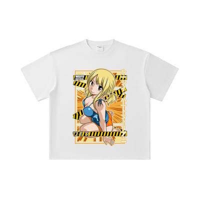 260 GSM Doppelgarn 32er Zählung 100% Baumwolle Fairy Tail V1 Lucy Waifu Print Unisex Schweres Baumwoll-T-Shirt