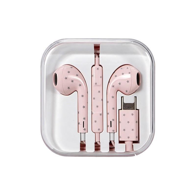 Ins Trendy Star Polka Dot Wired Earphones Semi In-Ear Type C Headphones for Phone Daily Entertainment & Calls