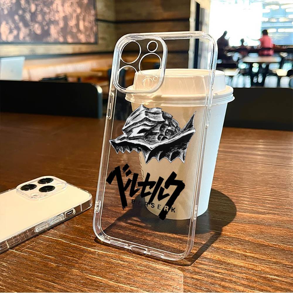 CUSTODIA TELEFONO ANIME GIAPPONESE B-Berserk Cool Per iPhone17,16,15,14,13,12,11 Plus,Pro Max Cover Trasparente Morbida