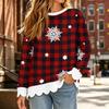 Women's Loose Fit Crewneck Sweatshirt with Scalloped Hem, Christmas Print Long Sleeve Pullover Top