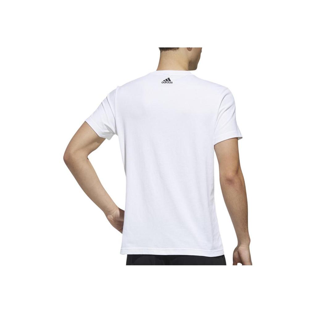 Adidas Tricou cu gât rotund cu imprimeu grafic, respirabil, pentru bărbați, topuri, alb DY8714