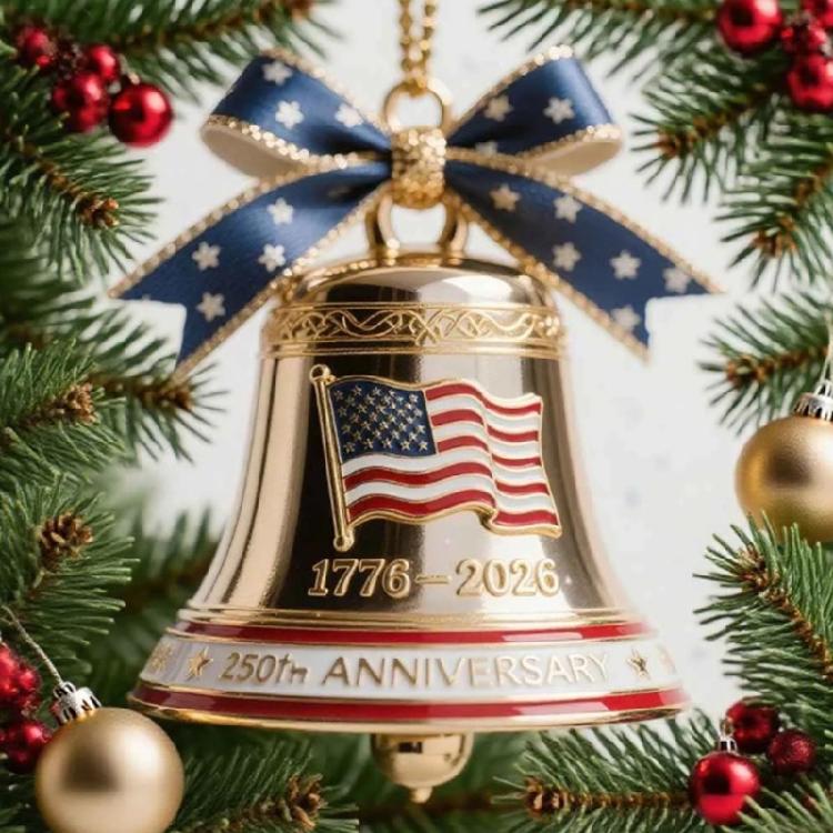 250th Anniversary Metal Bell Decoration Christmas Tree Bell Ornament For Holiday Tree Mantels Festival Home Decorations