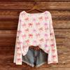 Womens  Fall Sweaters Long Sleeve Print Tops Pullover Sweaters Loose Dressy Casual Basic Clothes