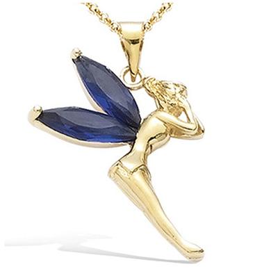 [A8101] - Gold Plated 'Tinker Bell' Golden Sapphire Pendant - 20x27 Mm