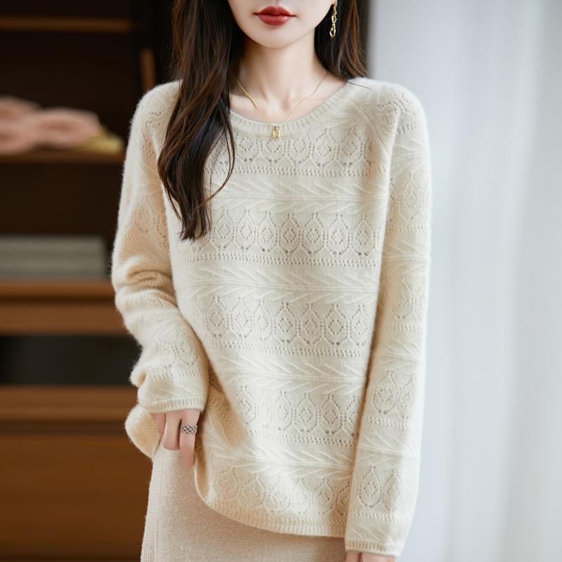 Women's cashmere sweater Qinghe cashmere 30% cashmere 70% wool autumn and winter pullover warm and fashionable