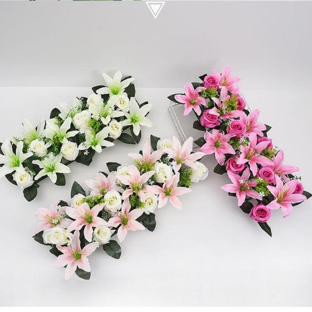 43cm Artificial Flowers Rose&lily Wall Arches Decor Artificial Rose Lily Flowers Party Stage Supplies Table Centerpiece Decor