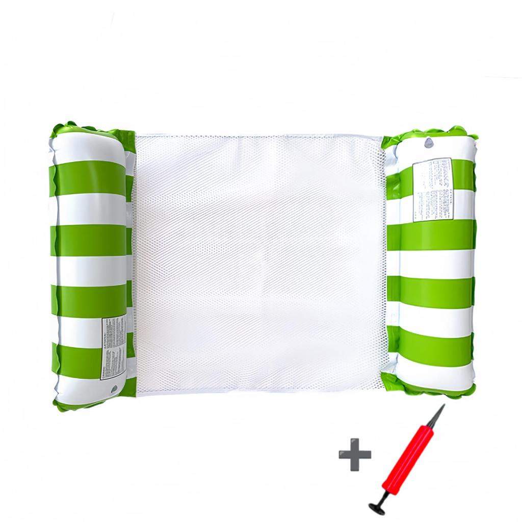 Inflatable Stripe Mesh Floating Bed - Foldable Seaside Lounger