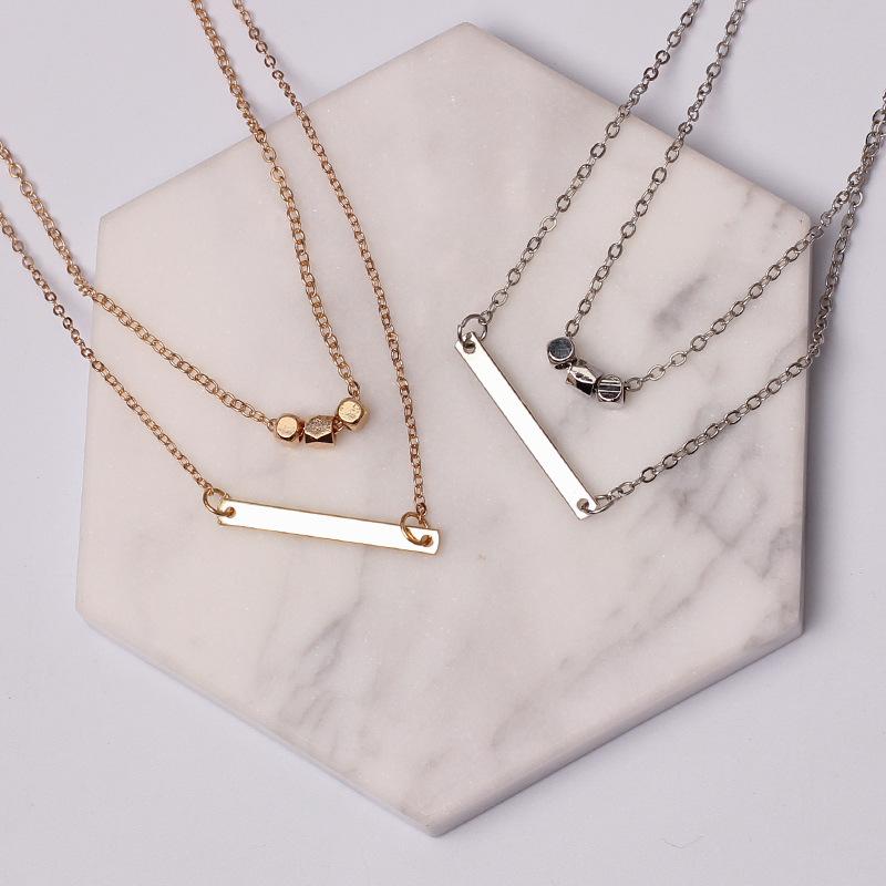 Minimal Natural Multi Pendant Necklace, Trendy Metal Clavicle Chain
