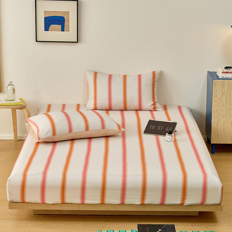 100% Cotton Bedsheet Skin-friendly Fitted Sheet Simple Style Bed Cover Elastic Bed Linen drap de lit (Pillowcase Need Order)