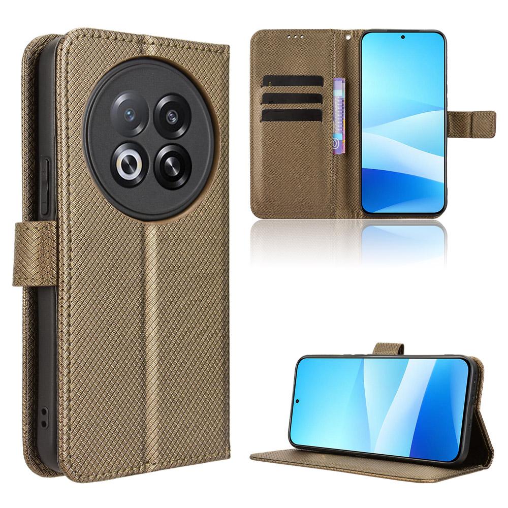 

For Meizu Note 16 Pro Leather Wallet Case with Strap Diamond Texture Phone Cover Brown