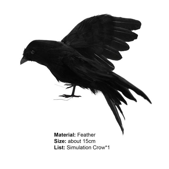 Halloween Crow Realistic Looking Super Soft Feather Black Feathered Crow Halloween Decor for Home