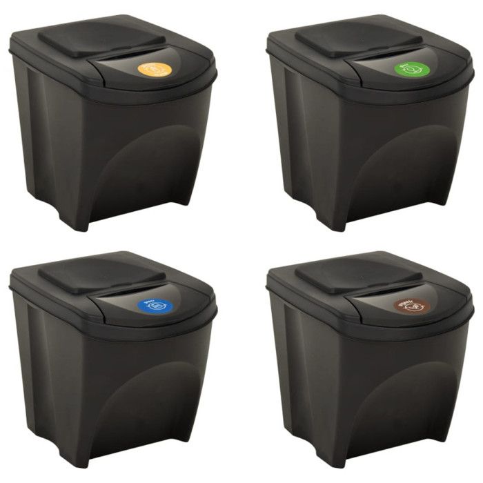 VidaXL Stackable Bins 4 Pcs Anthracite 100 L 316185