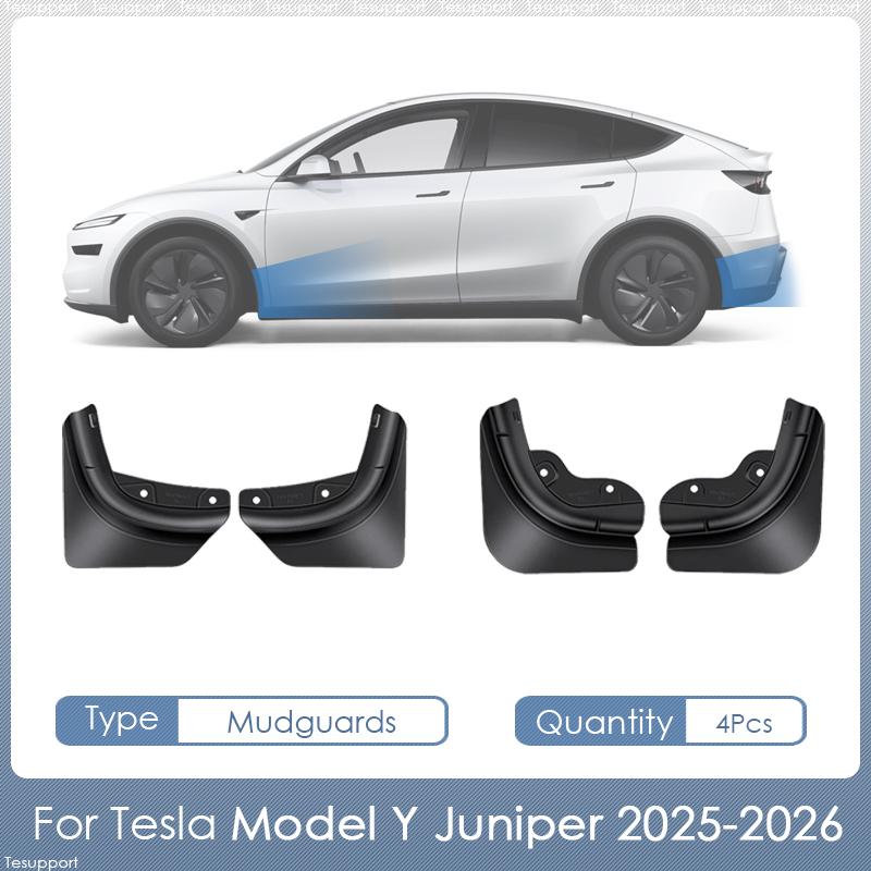 For Tesla Model Y Juniper 2025-2026 Accessories Mudguards 4Pcs/set Mud Flaps Guard Fender for Tesla Model Y Juniper 2026