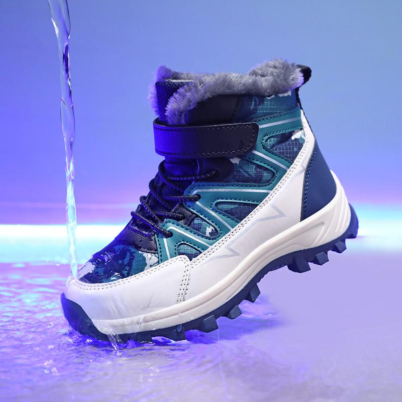 Crianças botas de neve quente crianças inverno sapatos de algodão antiderrapante neve ao ar livre quente botas de pelúcia alta superior quente calçado peludo à prova dwaterproof água tênis quentes