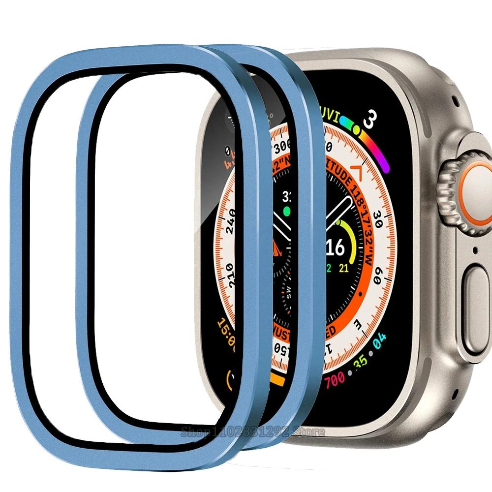 1/2PCS Tempered Glass For Apple Watch Ultra 49mm Screen Protector Anti-Scratch HD Metal Bumper Full Film for IWatch Ultra 49mm