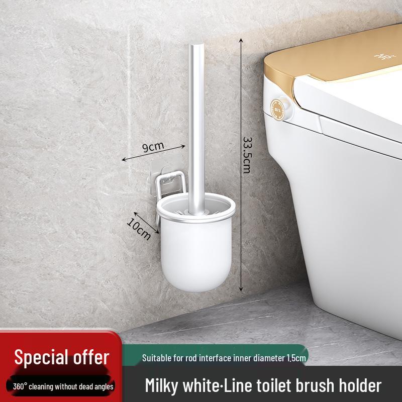Wall-Mounted Soft Bristle Toilet Cleaning Set with Long Handle and Storage Rack