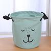 Cotton Linen Waterproof Round Laundry Hamper - Foldable Dirty Clothes Basket Storage Bag