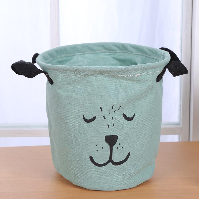 Cotton Linen Waterproof Round Laundry Hamper - Foldable Dirty Clothes Basket Storage Bag