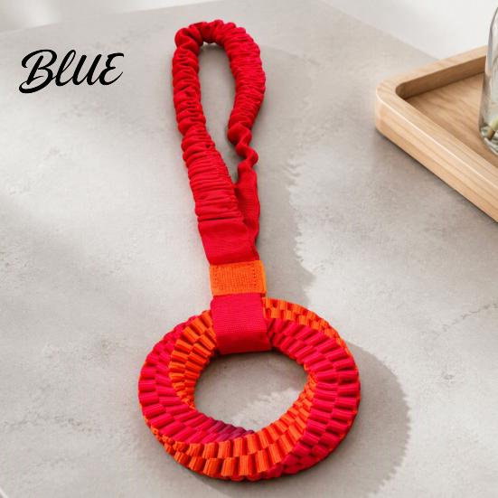 Interactive Play for Dogs Bungee Dog Tug Toy Woven Ring with Long Handle Chew Teeth Dental Health Toys Cleaning Toy Medium Large Dogs Care