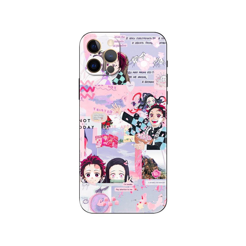 Kimetsu No Yaiba Demon Slayer Anime Phone Case for Iphone 2020se 6 6s 7 8 Plus X 10 XR XS 11 12 13 Mini Pro MAX Black Tpu Back