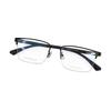 Men's Vintage Semi-Rimless Non-Magnetic Eyeglasses with Anti-Blue Light for Larger Faces (Prescription-Compatible).