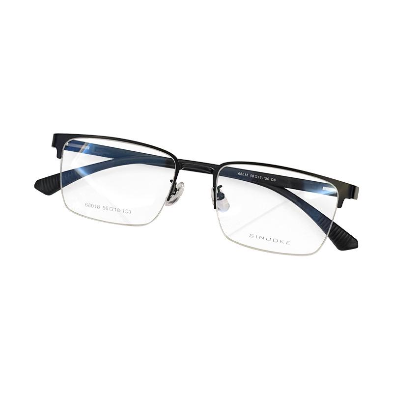 Men's Vintage Semi-Rimless Non-Magnetic Eyeglasses with Anti-Blue Light for Larger Faces (Prescription-Compatible).