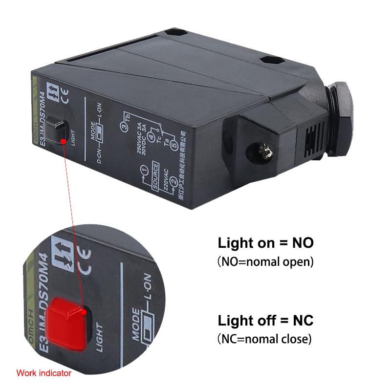 E3JM-DS70 AC/DC Five Wires 70CM Sensing Distance Long-distance Diffuse Reflection Infrared Photoelectric Switch Sensor