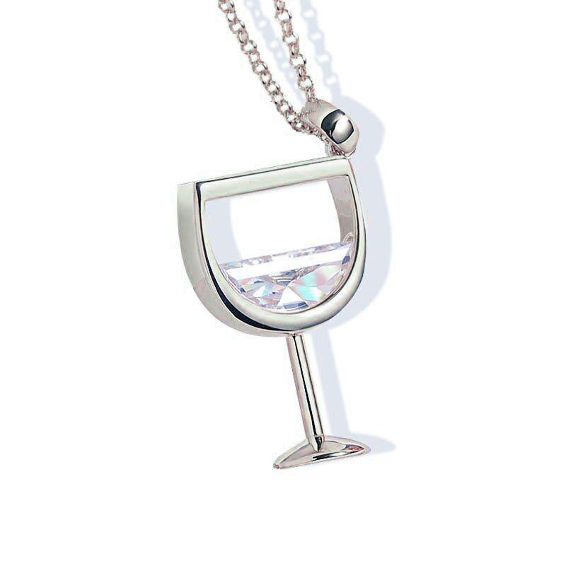Gold Color Creative Wine Glass Pendant Necklace Zircon Crystal Wine Cup Pendants Women Chokers Clavicle Chains Neck Jewelry Gift