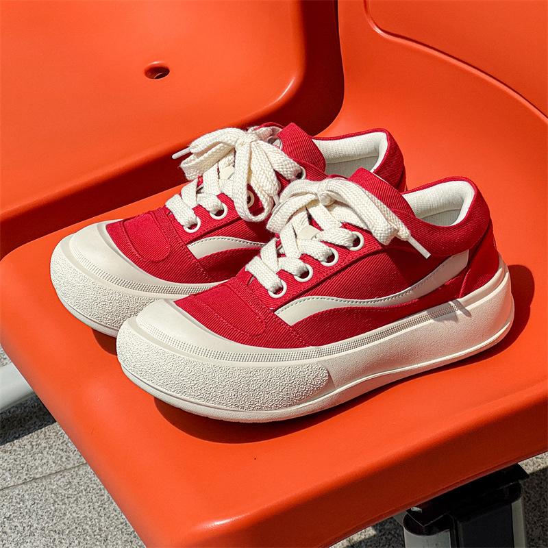 Gulinaza ugly cute crooked big head shoes thick sole heightening casual niche couple board shoes