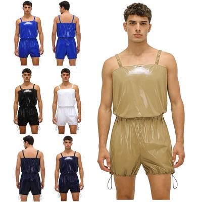 Mens Adaptive One Piece Bodysuit Waterproof Diaper Cover Sling Drawstring Legs Elastic Straps Waistband Rompers