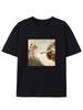 Humorous Cat and Adam Creation Parody Graphic T-Shirt Casual Crew Neck Tee Fit Short Sleeve for Adult Summer Casual Fashion Top