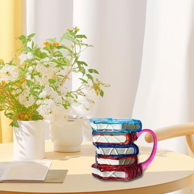 Bücherstapel Kaffeetasse Zubehör Bunt Lesen Bücherwurm-Artikel Zubehör für Buchliebhaber Schriftsteller