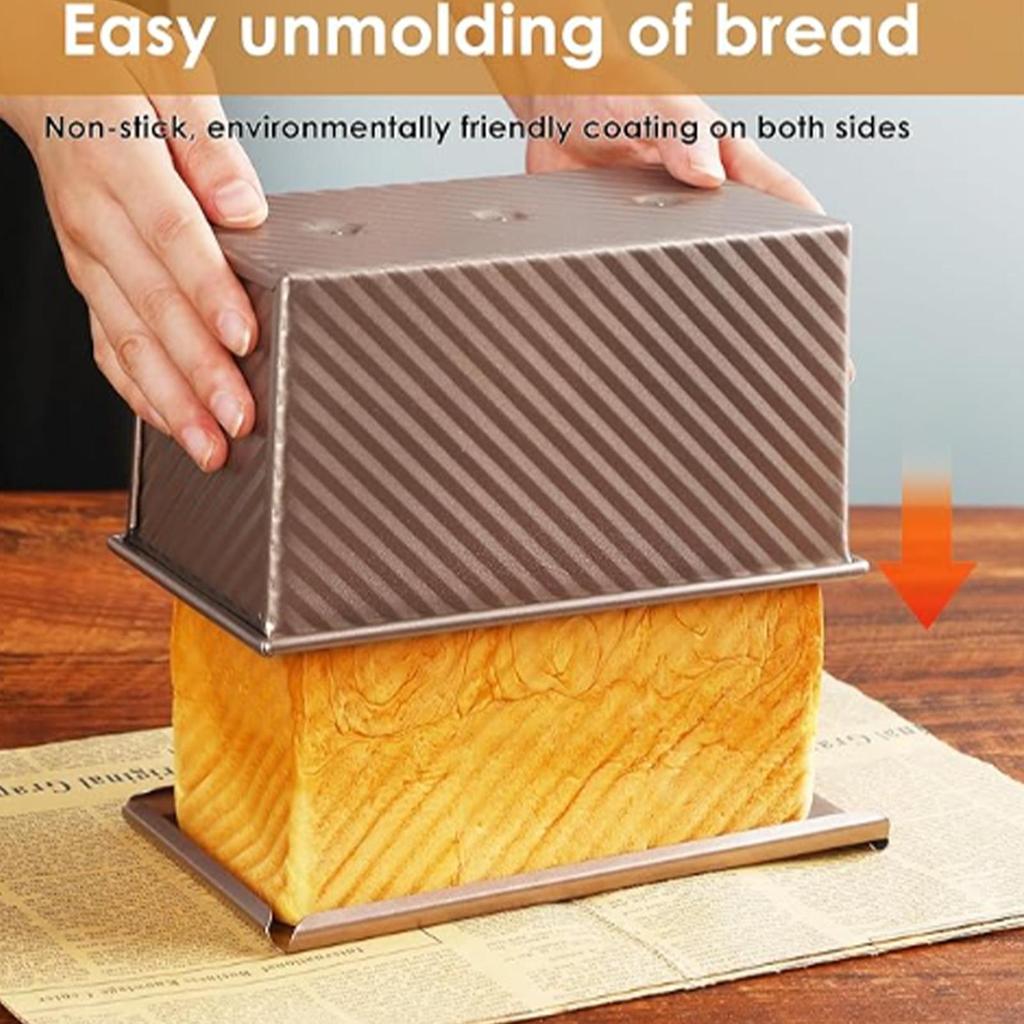 Carbon Steel Corrugated Bread Box With Lid Non-Stick Toast Mold Homemade Baking Mold For Loaf Sandwich Cake Dough