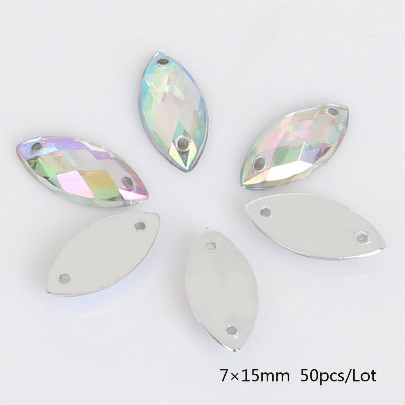 Handmade Beads Two Holes Flat Bottom Acrylic Drill Diy Costume Jewelry Accessories Horse Eye Shape Grid Surface Hand Sewing Drill Claw Drill Material