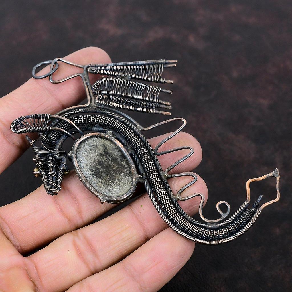 Mother Of Pearl Pendant Copper Wire Wrapped Pendant Dragon Pendant Handmade Copper Wire Jewelry Gemstone Pendant For Gift Birthstone Jewelry