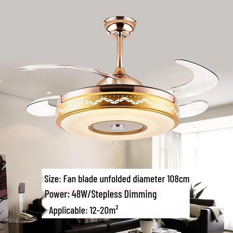 42-Inch LED Ceiling Fan with Invisible Blades for Restaurant, Living Room, Bedroom - Enhanced Airflow