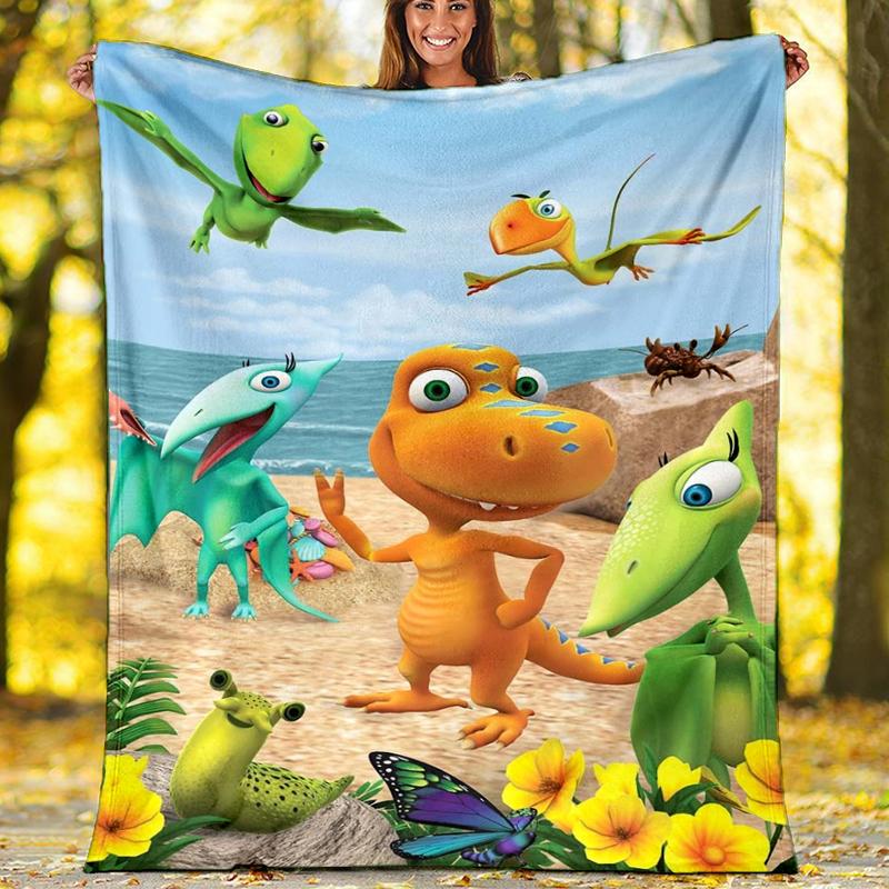 Dinosaur Tog printet plaid—blød, varm;alsidigt tæppe til alle årstider—perfekt som aircondition-tæppe, lur-tæppe